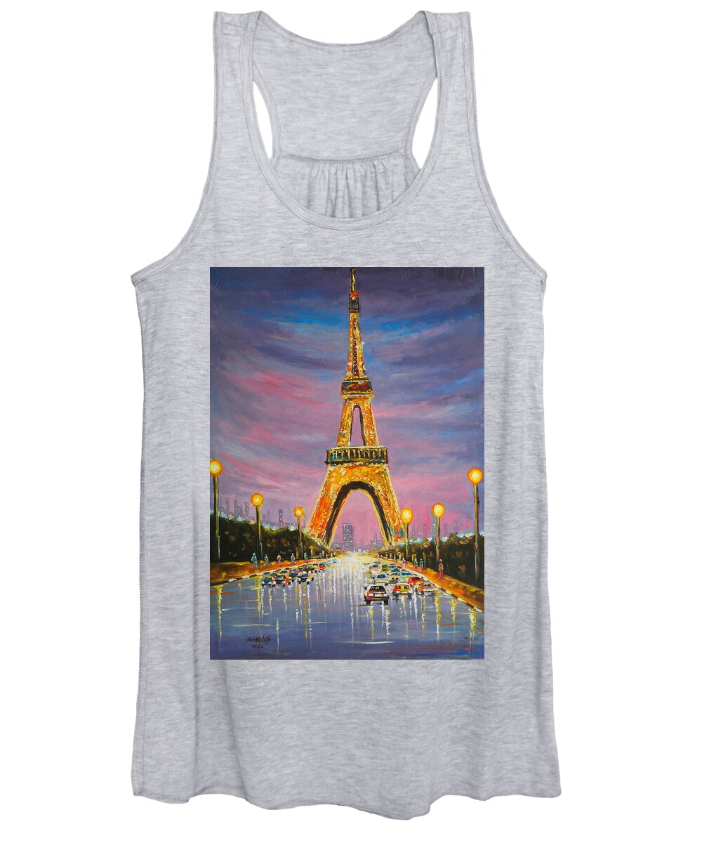 Living Room Women's Tank Top featuring the painting Paris of my Dreams by Olaoluwa Smith