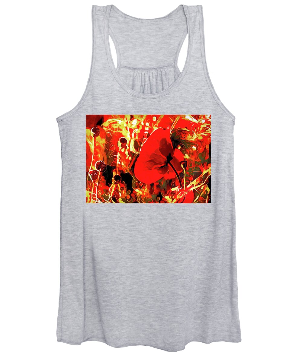Wild Red Poppy Flowers Women's Tank Top featuring the pastel Passionate About Poppies by Susan Maxwell Schmidt