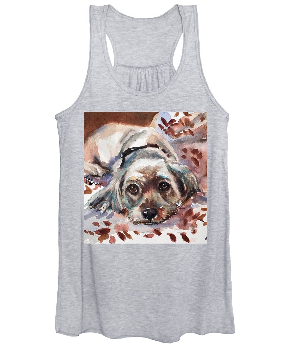 Dog Women's Tank Top featuring the painting Patience by Judith Levins