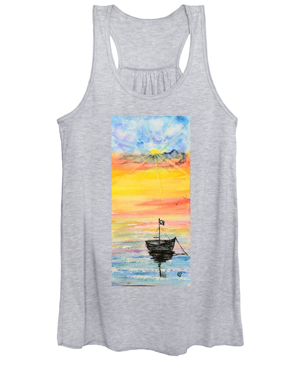 Pirate Boat Women's Tank Top featuring the painting Peaceful by Deahn Benware