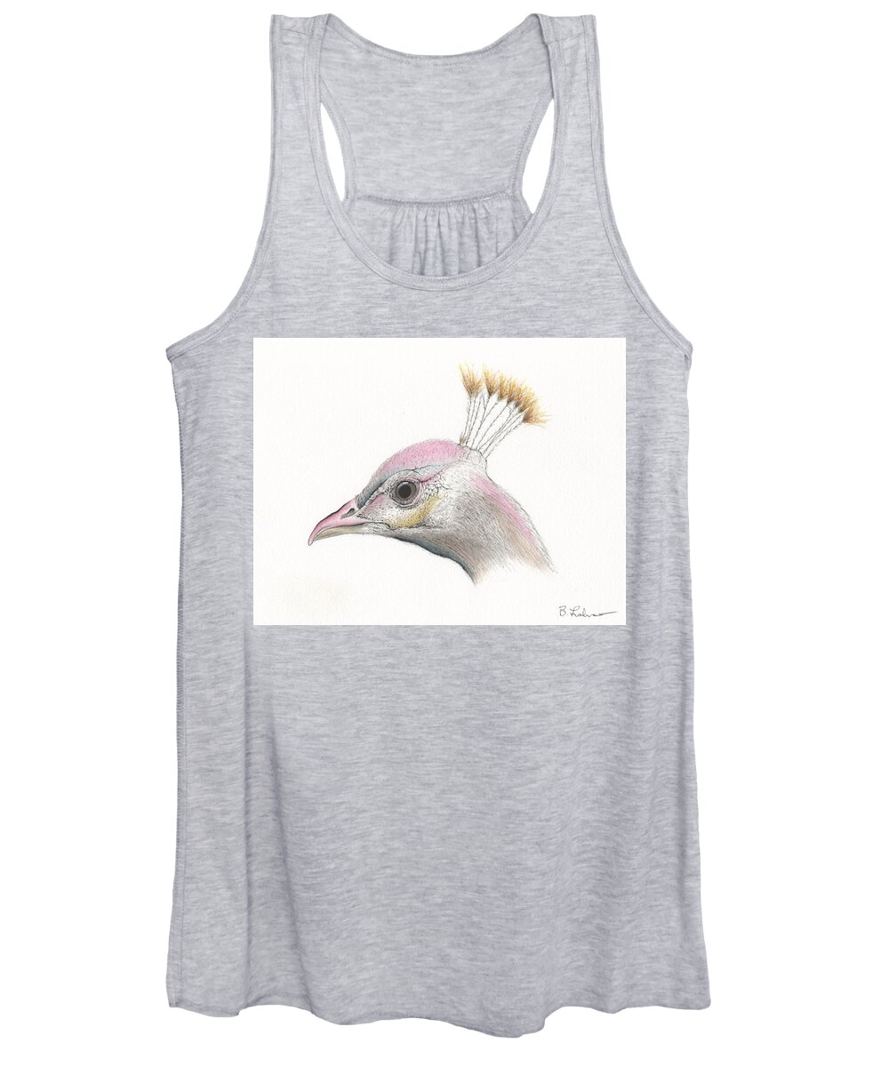 Peacock Women's Tank Top featuring the painting Peacock Portrait by Bob Labno