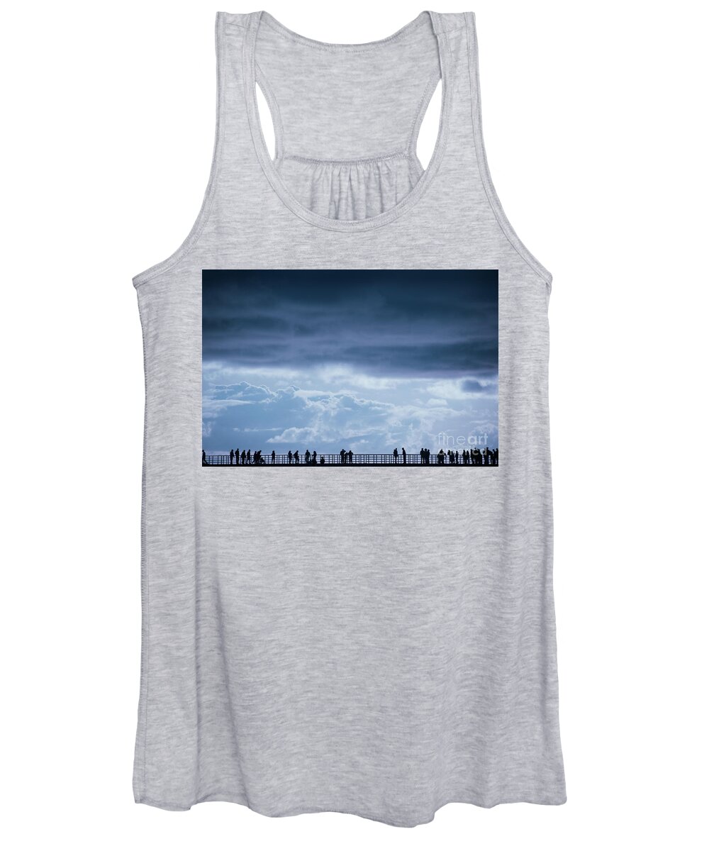 Silhouette Women's Tank Top featuring the photograph People in Silhouette on the San Diego Pier by Naomi Maya