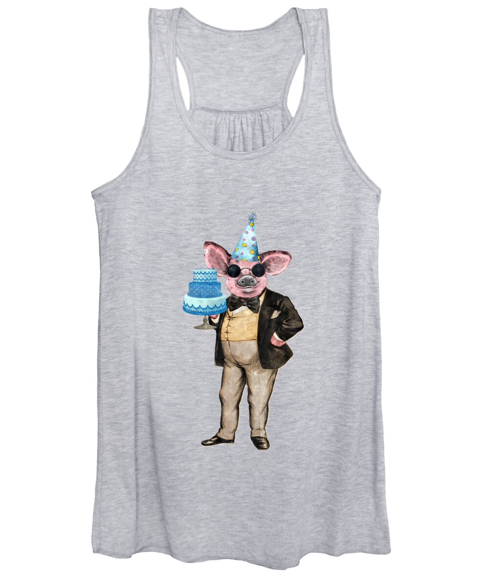 Birthday Women's Tank Top featuring the digital art PIG OUT it's Your Birthday by Doreen Erhardt