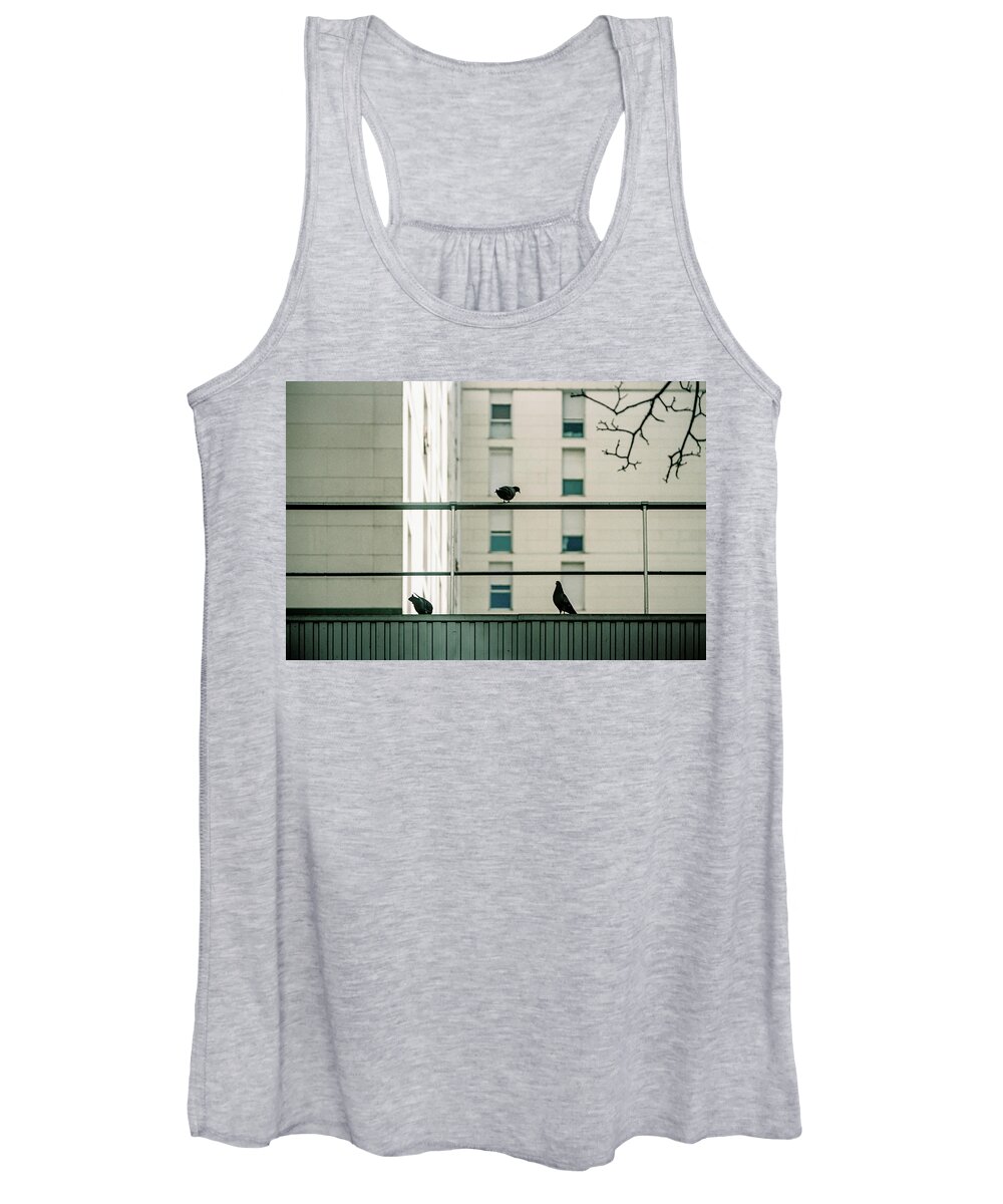 Pigeons Women's Tank Top featuring the photograph Pigeons in the matrix by Barthelemy De Mazenod