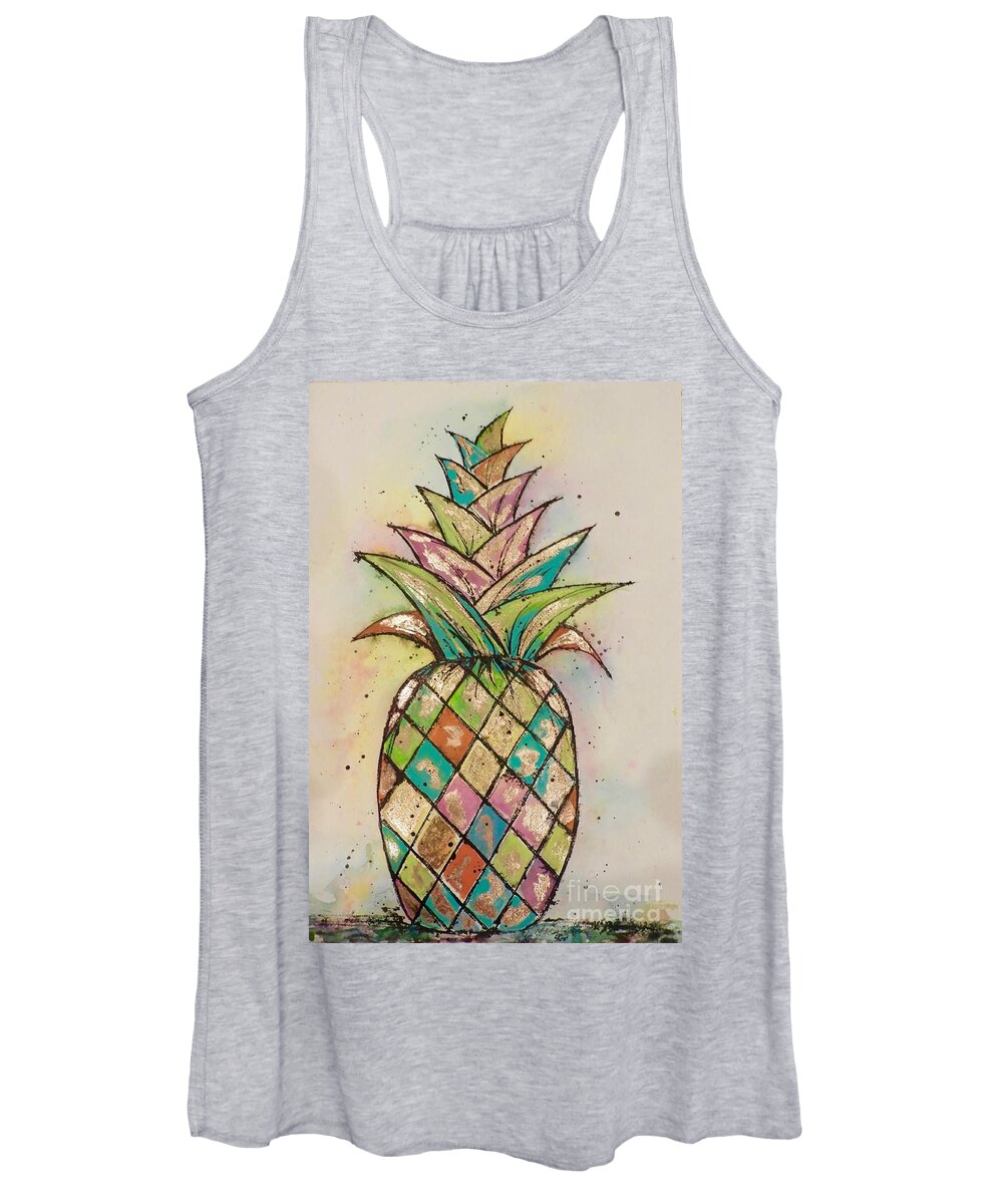 Pineapple Women's Tank Top featuring the painting Pineapple Gold by Midge Pippel