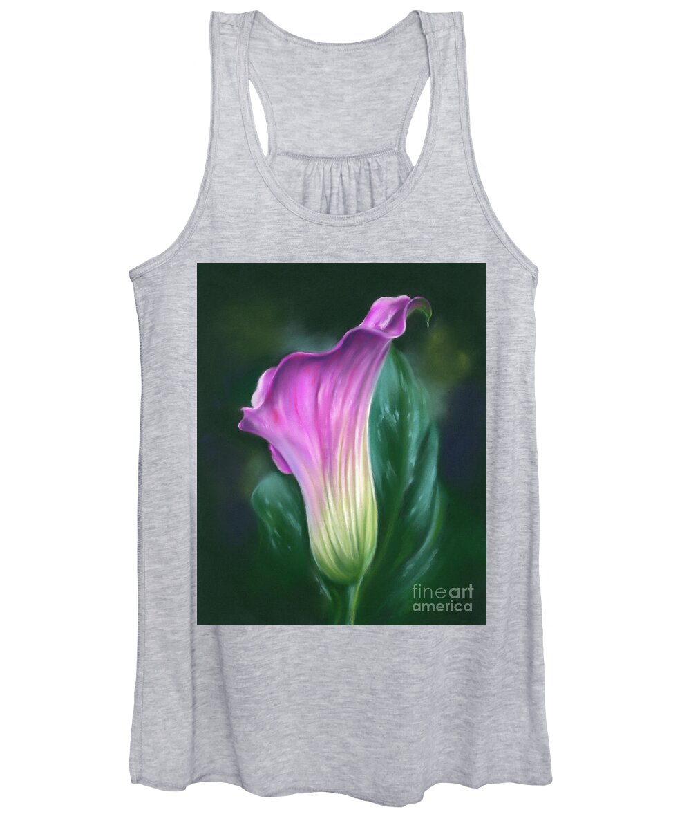 Botanical Women's Tank Top featuring the painting Pink Calla Lily Flower by MM Anderson