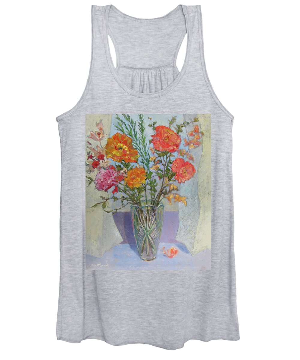 Bouquet Women's Tank Top featuring the painting Poppies and Cut Glass by John McCormick