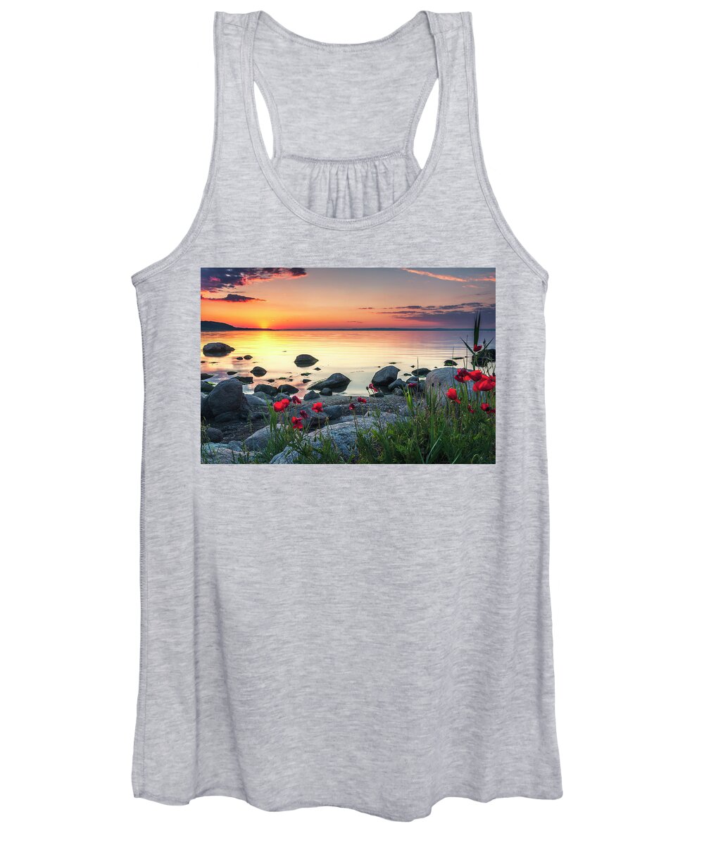 Sea Women's Tank Top featuring the photograph Poppies By the Sea by Evgeni Dinev