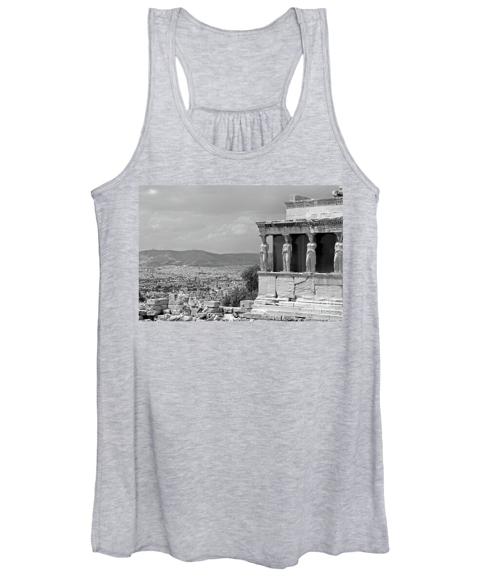 Black And White Women's Tank Top featuring the photograph Porch Maidens by Tom Watkins PVminer pixs
