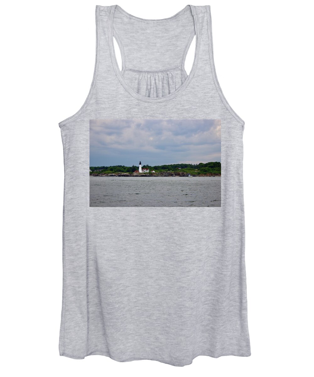 Portland Women's Tank Top featuring the pyrography Portland Lighthouse by Annamaria Frost
