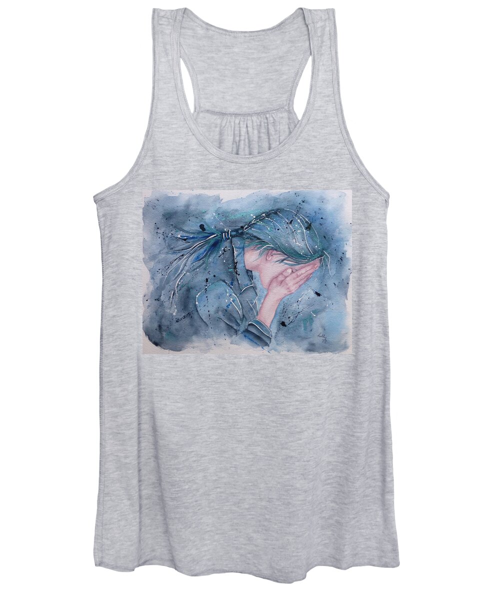 The Cry Women's Tank Top featuring the painting Powerful Emotion .... The Cry by Kelly Mills