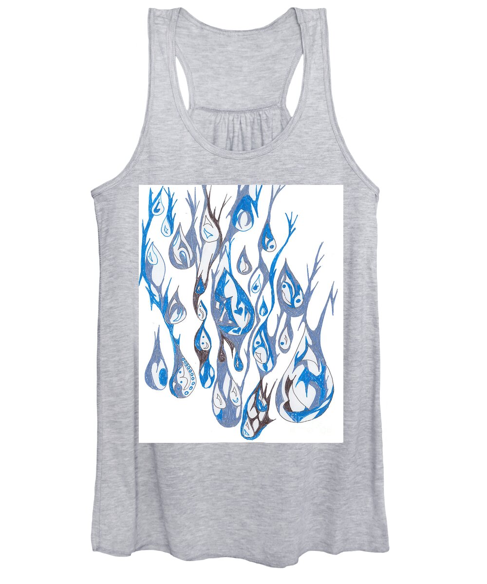 Abstract Women's Tank Top featuring the drawing Prayers for Australia by Mary Mikawoz