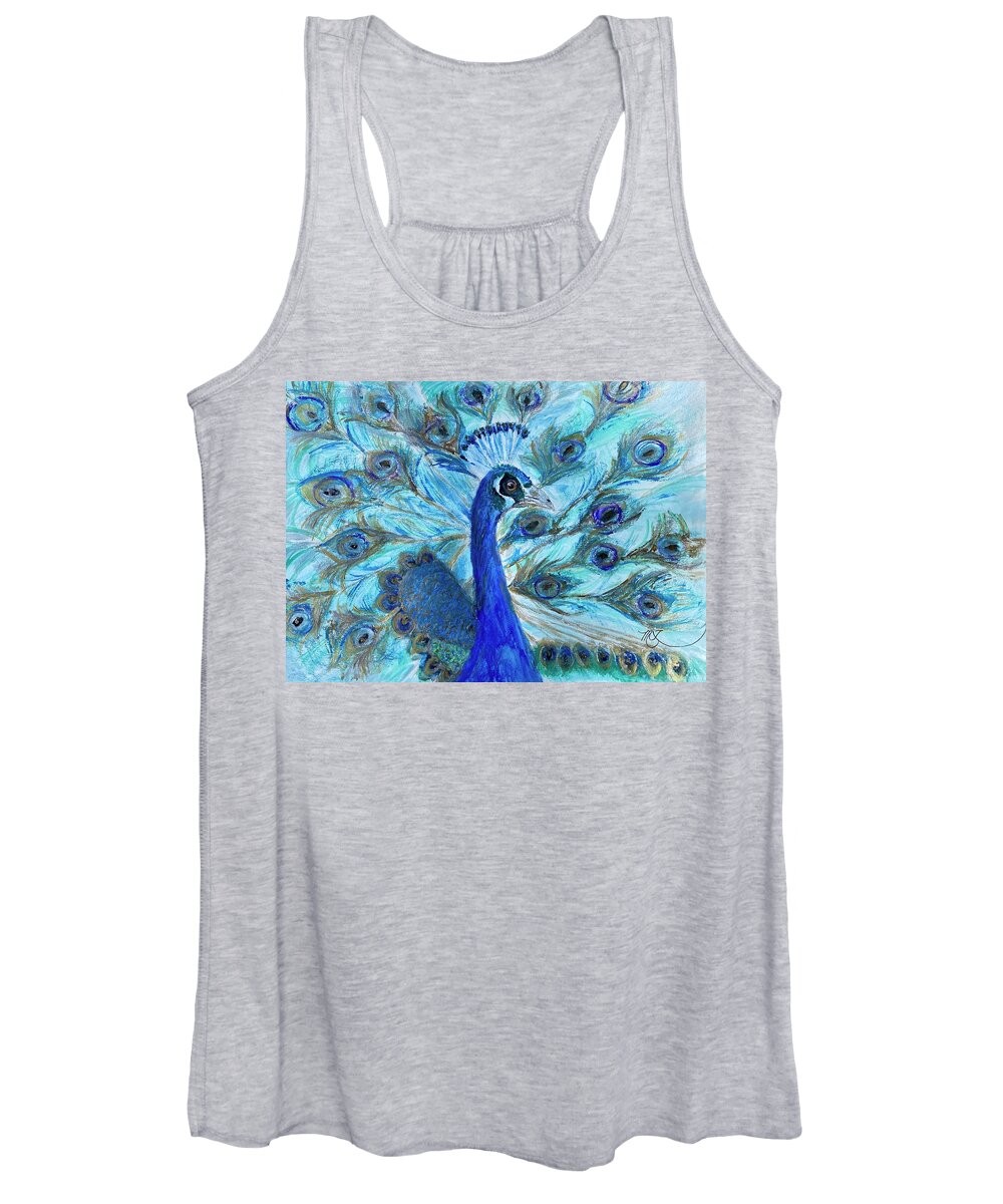 Bird Women's Tank Top featuring the painting Pretty Peacock by Melody Fowler