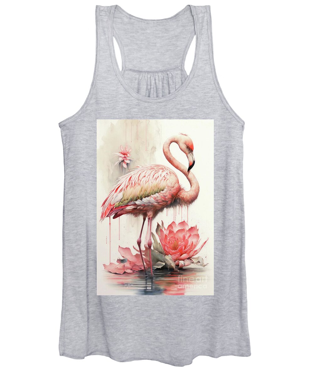Pink Flamingo Women's Tank Top featuring the painting Pretty Pink Flamingo by Tina LeCour