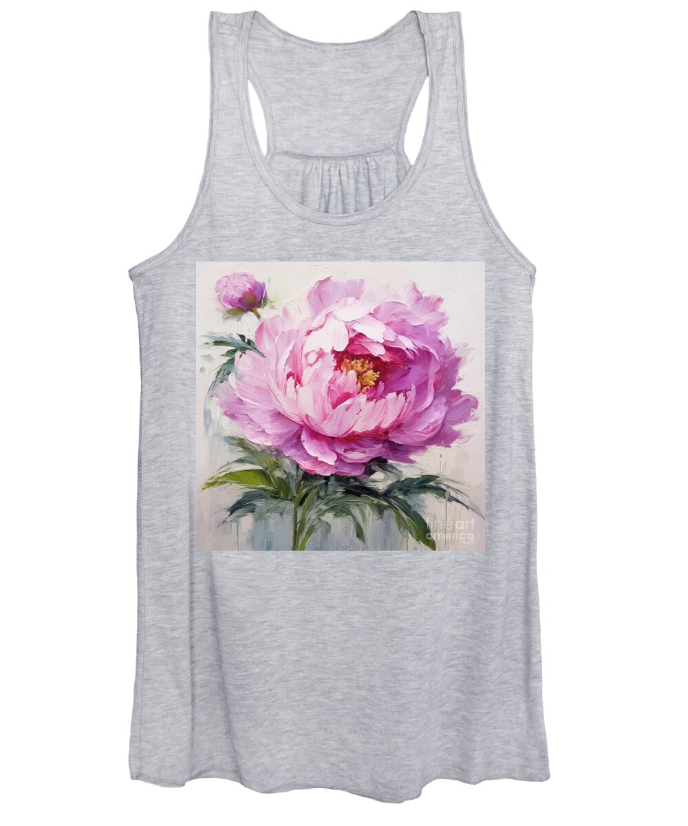 Pink Peony Women's Tank Top featuring the painting Pretty Pink Peony by Tina LeCour