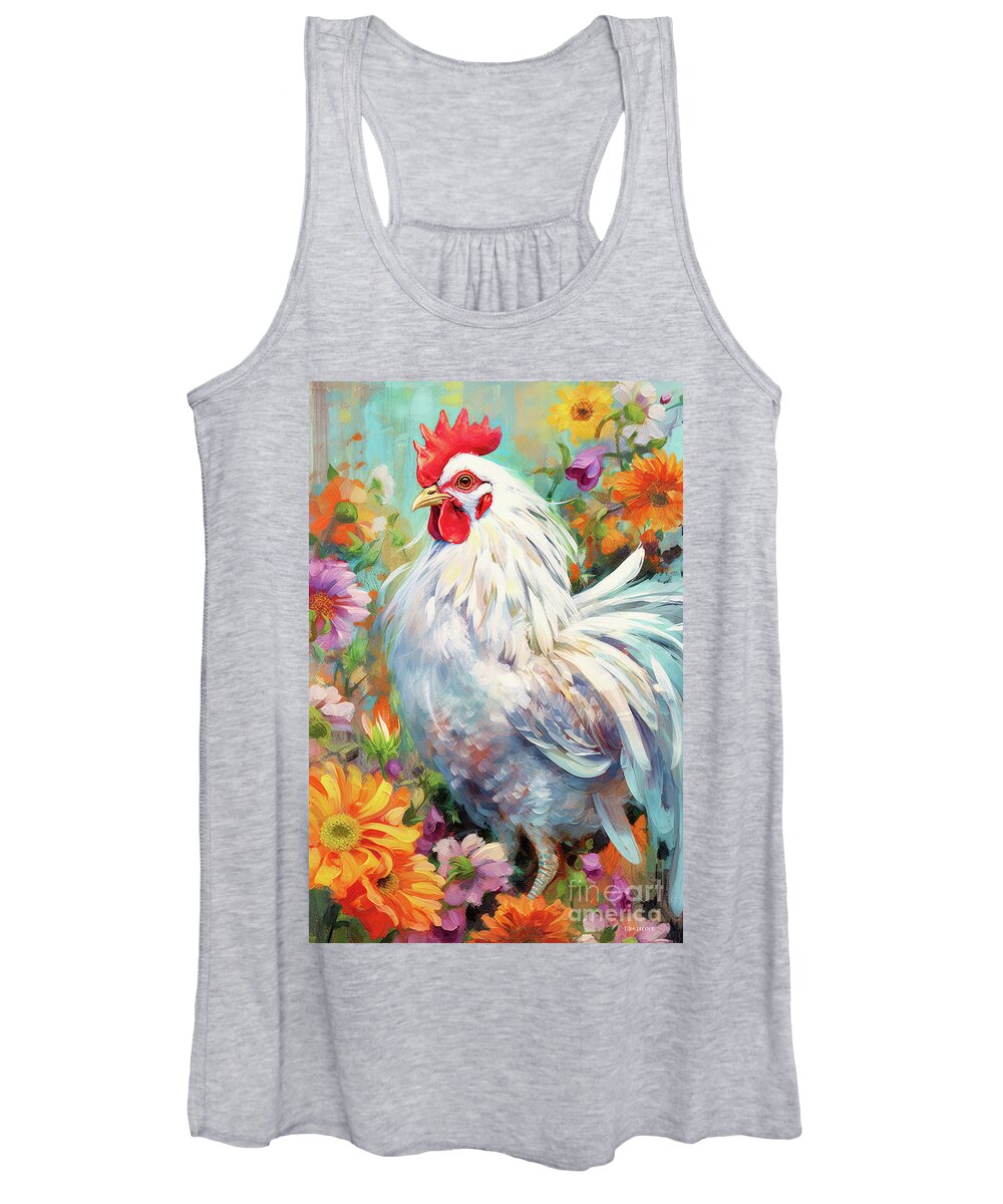 White Chickens Women's Tank Top featuring the painting Pretty White Chicken by Tina LeCour