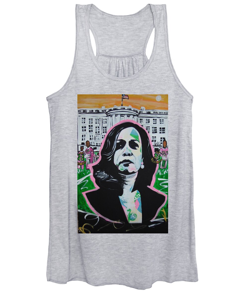 Kamala Harris Women's Tank Top featuring the painting Protected by Antonio Moore