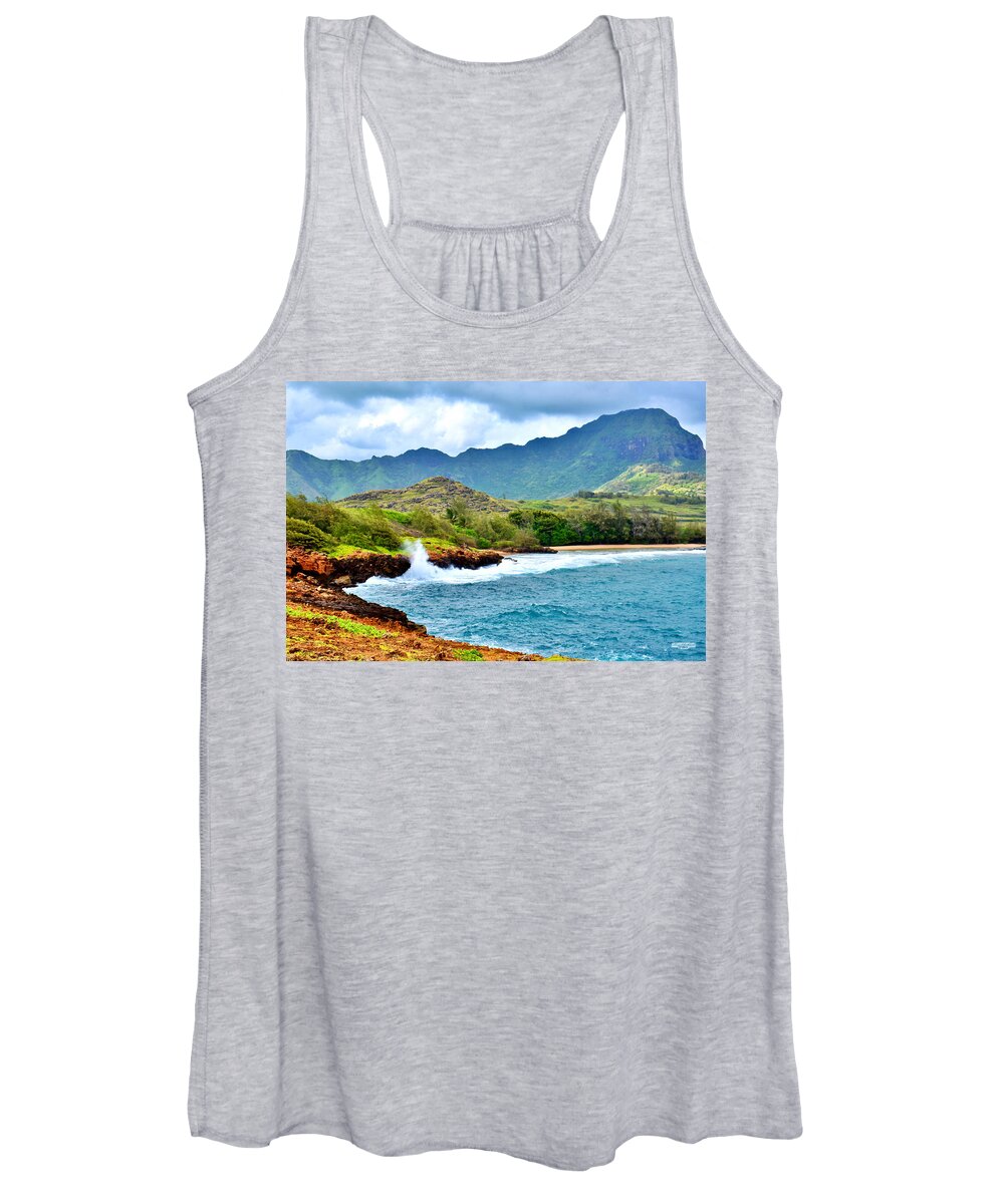 Gary Women's Tank Top featuring the photograph Punahoa Point Towards Gillins Beach by Gary F Richards