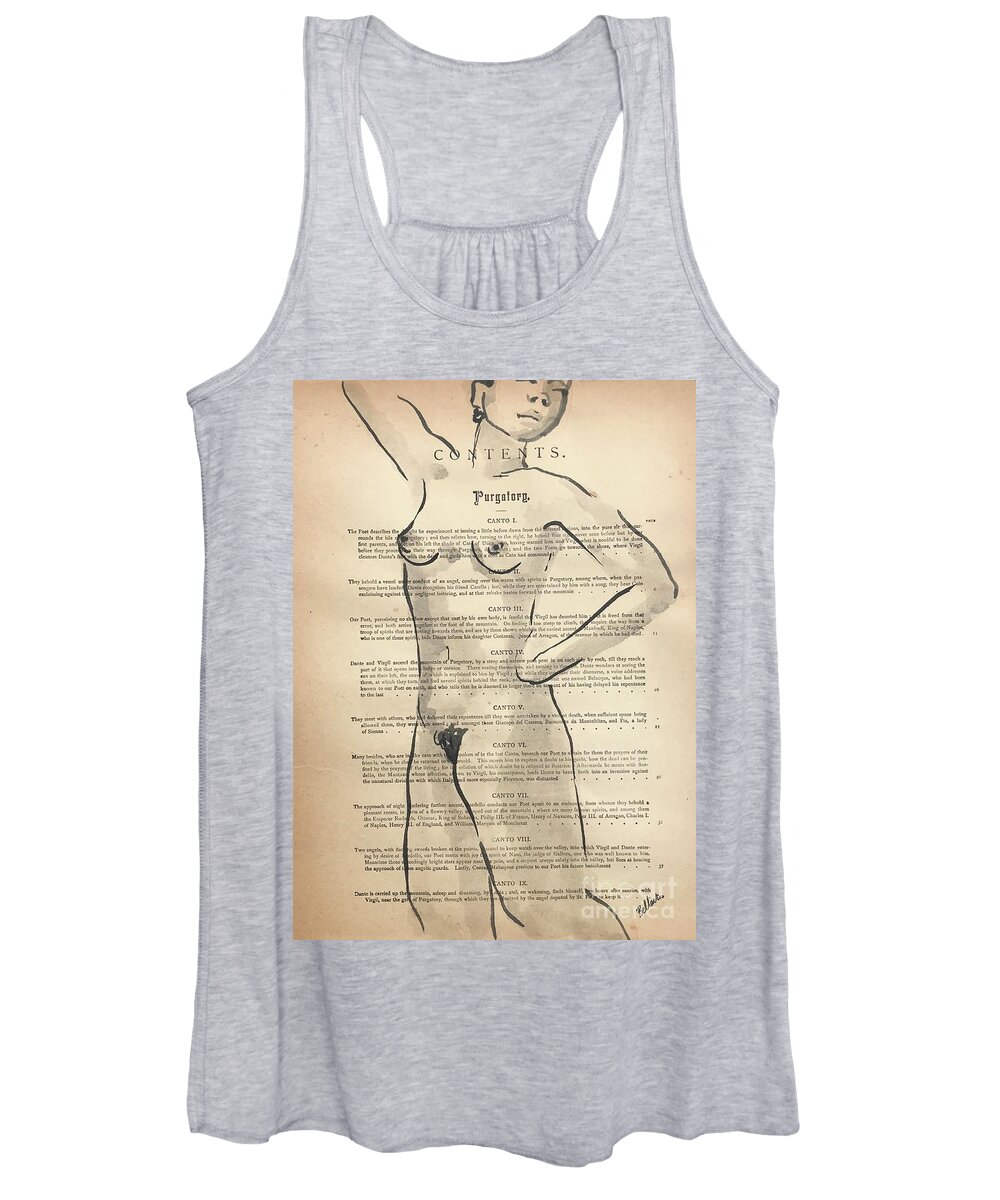 Sumi Ink Women's Tank Top featuring the drawing Purgatory Contents by M Bellavia
