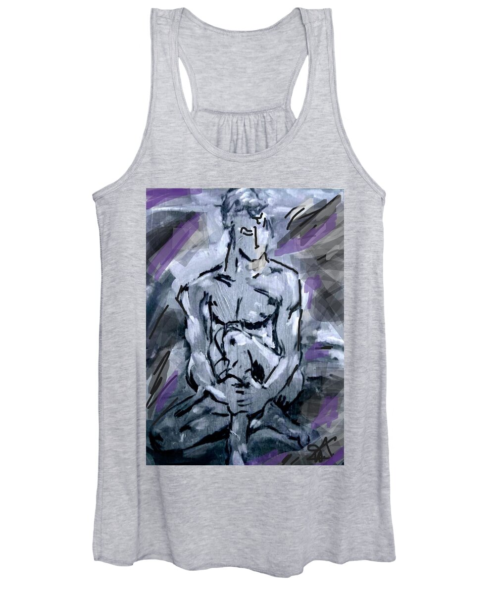 Man Women's Tank Top featuring the painting Purple Love Man by Dawn Caravetta Fisher