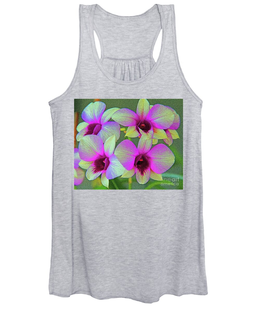 Orchids Women's Tank Top featuring the digital art Purple Orchids by Patti Powers