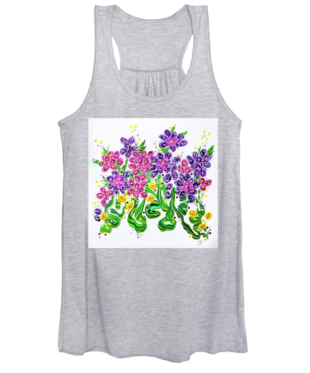Abstract Flowers Painting Women's Tank Top featuring the painting Purple Passion by Jane Crabtree