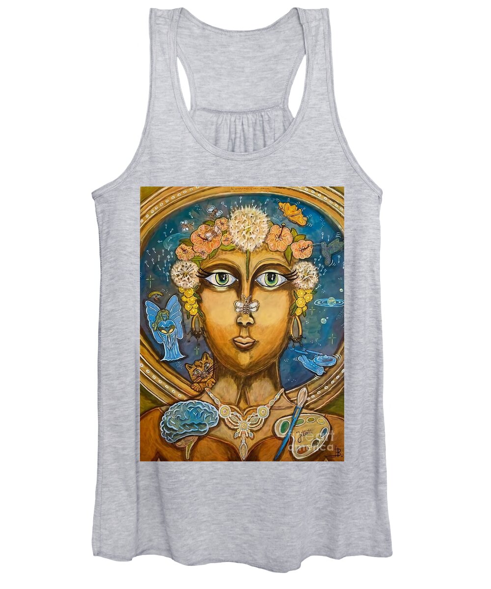Archetypal Portrait Women's Tank Top featuring the mixed media Pusteblume Dandelion by Sylvia Becker-Hill