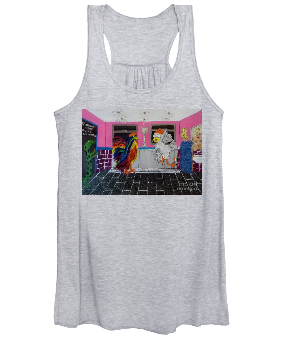 Lgbtq Women's Tank Top featuring the painting Queens bar sweatbox rules by David Westwood