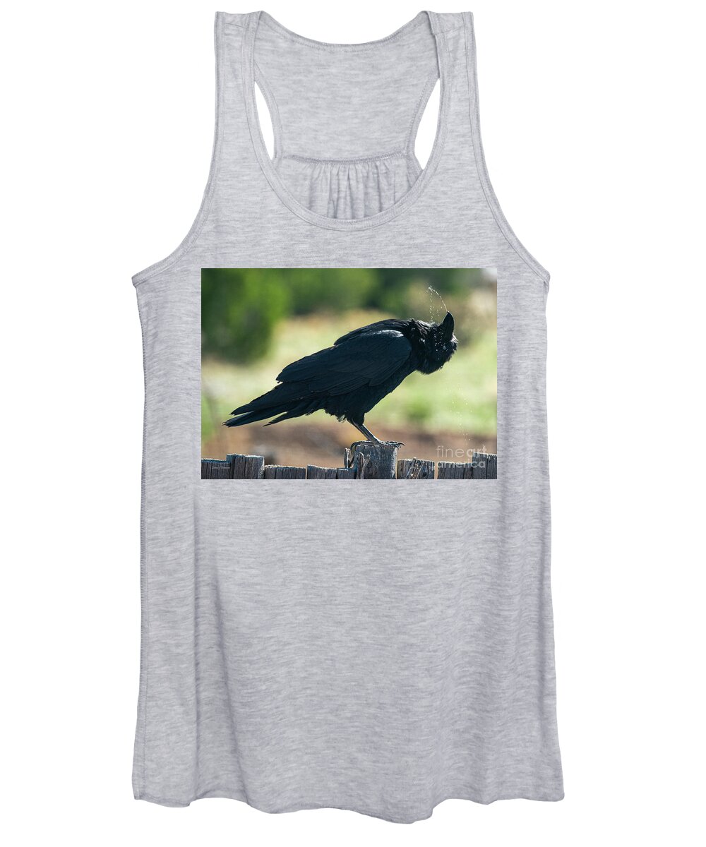 Natanson Women's Tank Top featuring the photograph Raven Water Games by Steven Natanson