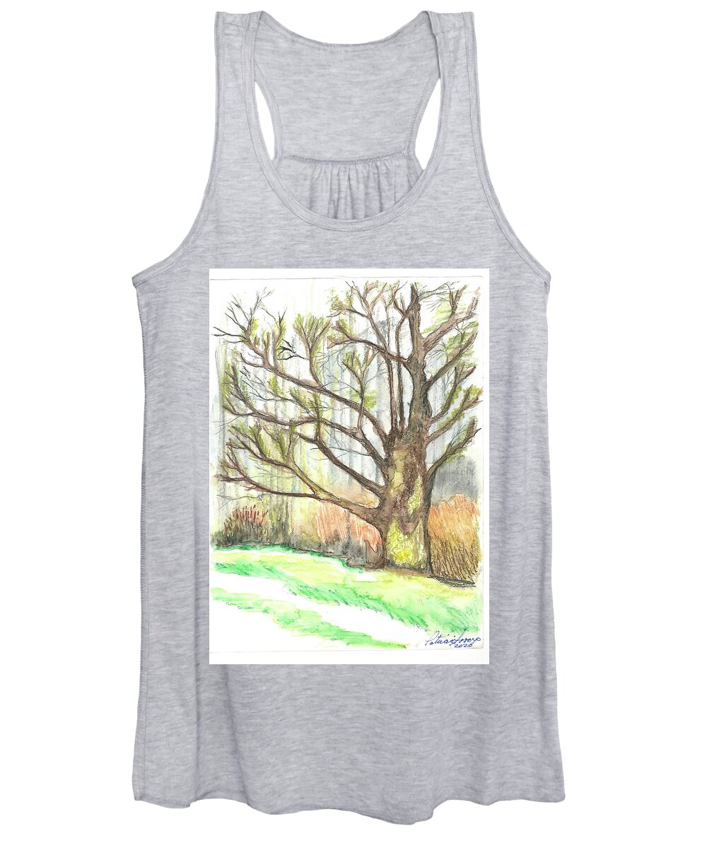 Trees Women's Tank Top featuring the painting Reaching by Patricia Arroyo