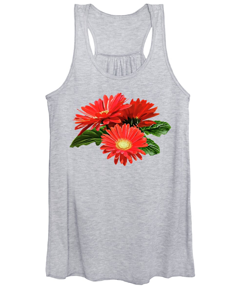 Daisy Women's Tank Top featuring the photograph Red Gerbera Daisy Trio by Susan Savad