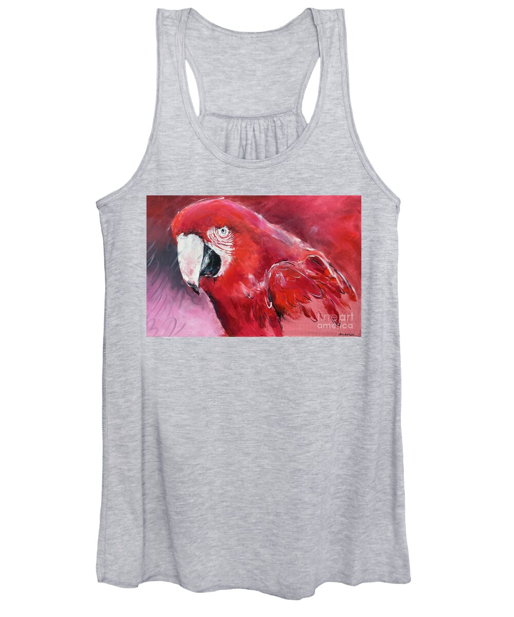 Parrot Women's Tank Top featuring the painting Red Parrot by Alan Metzger