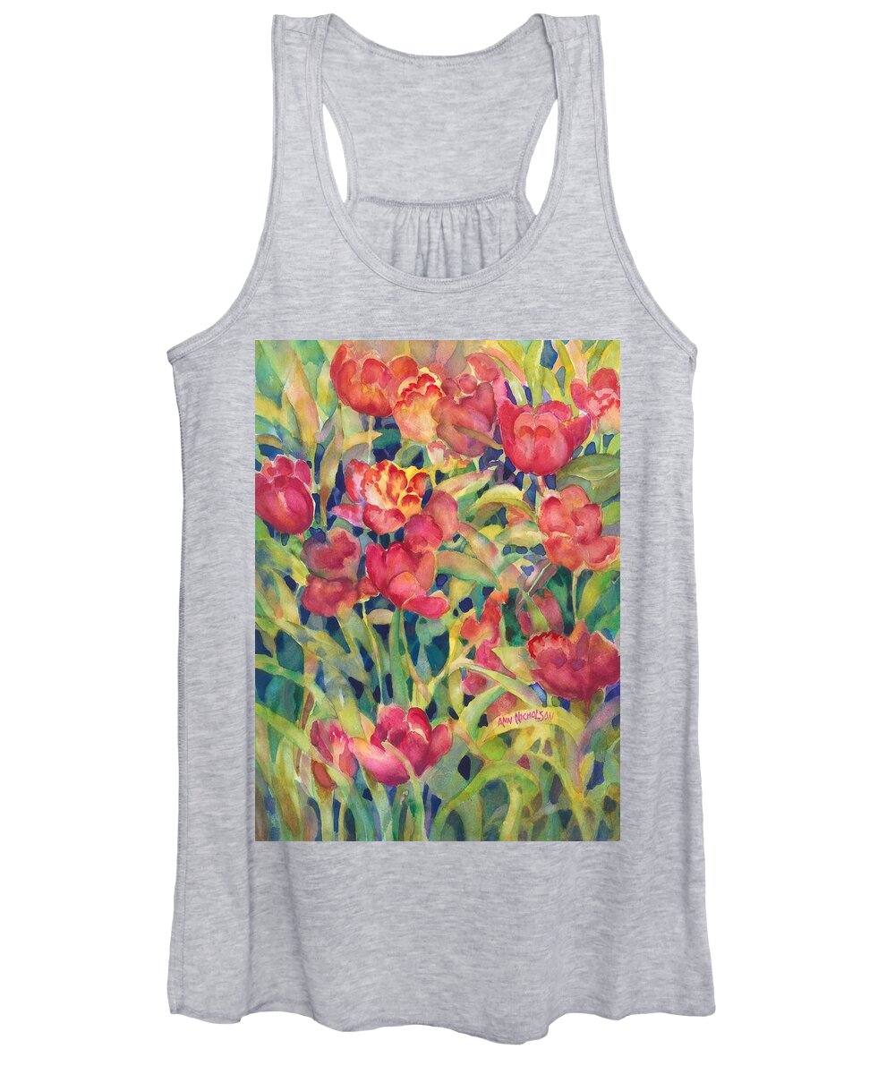 Red Tulips Women's Tank Top featuring the painting Red Tulips by Ann Nicholson
