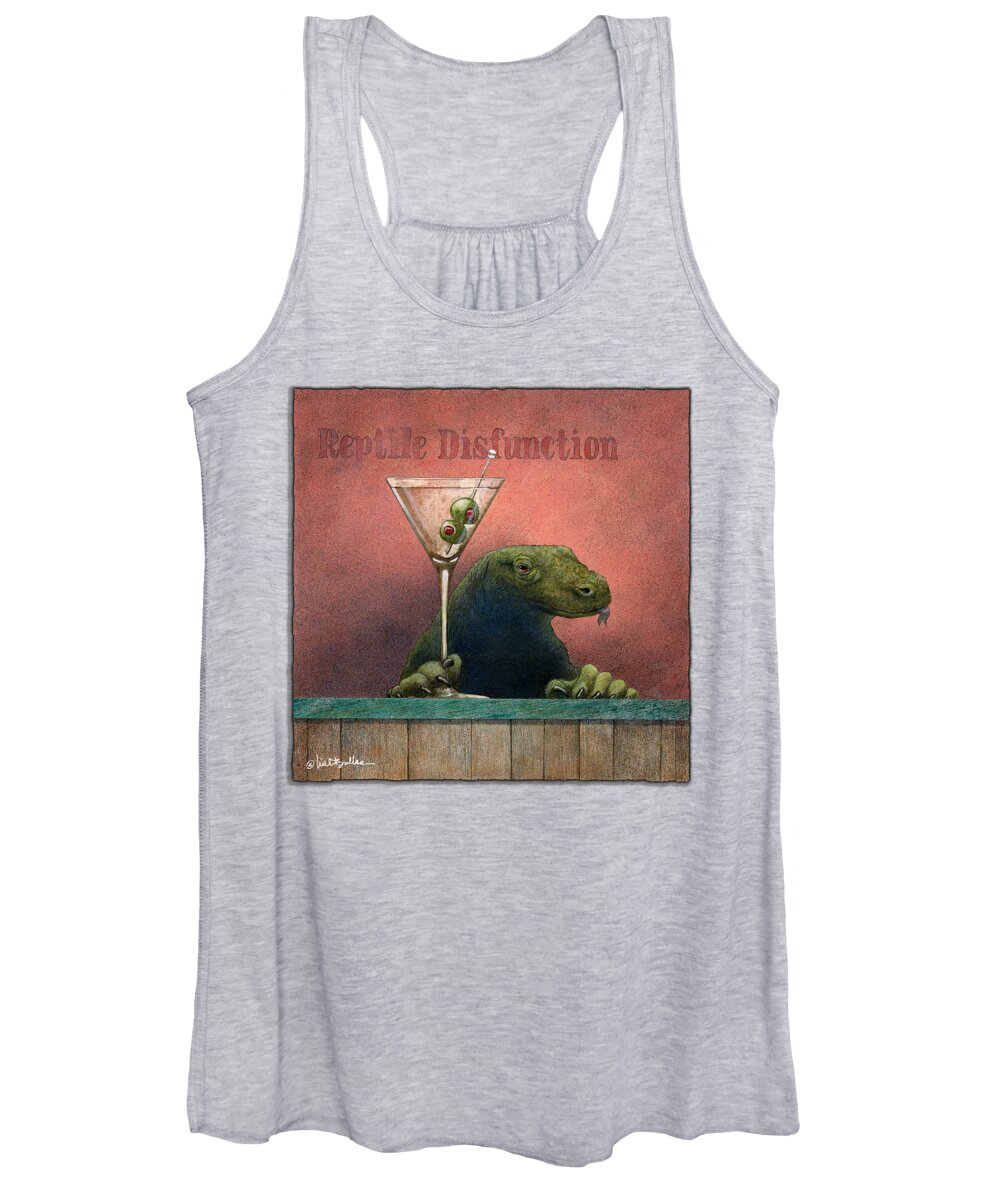 Monitor Lizard Women's Tank Top featuring the painting Reptile Dysfunction... by Will Bullas