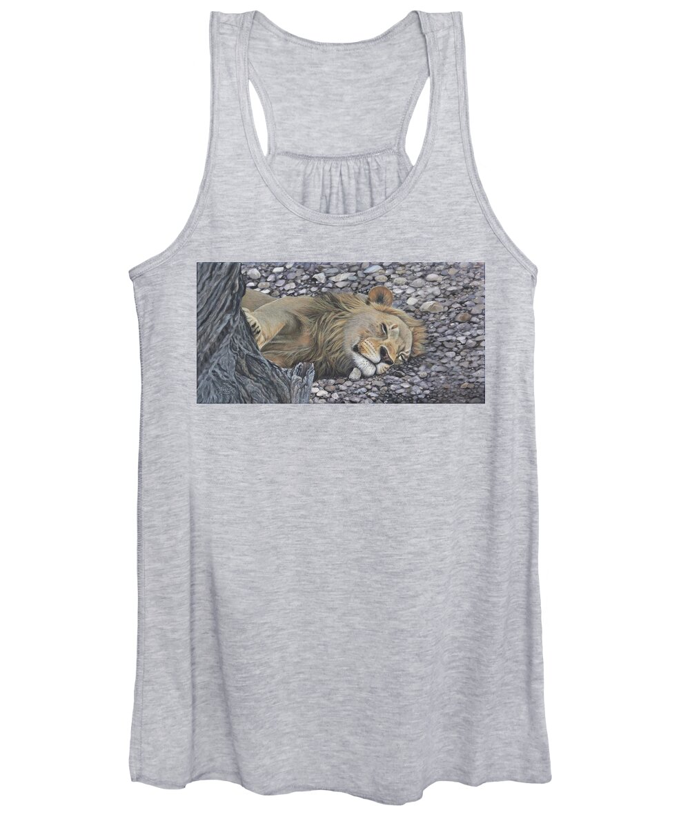 Lion Women's Tank Top featuring the painting Resting Assured by Tammy Taylor