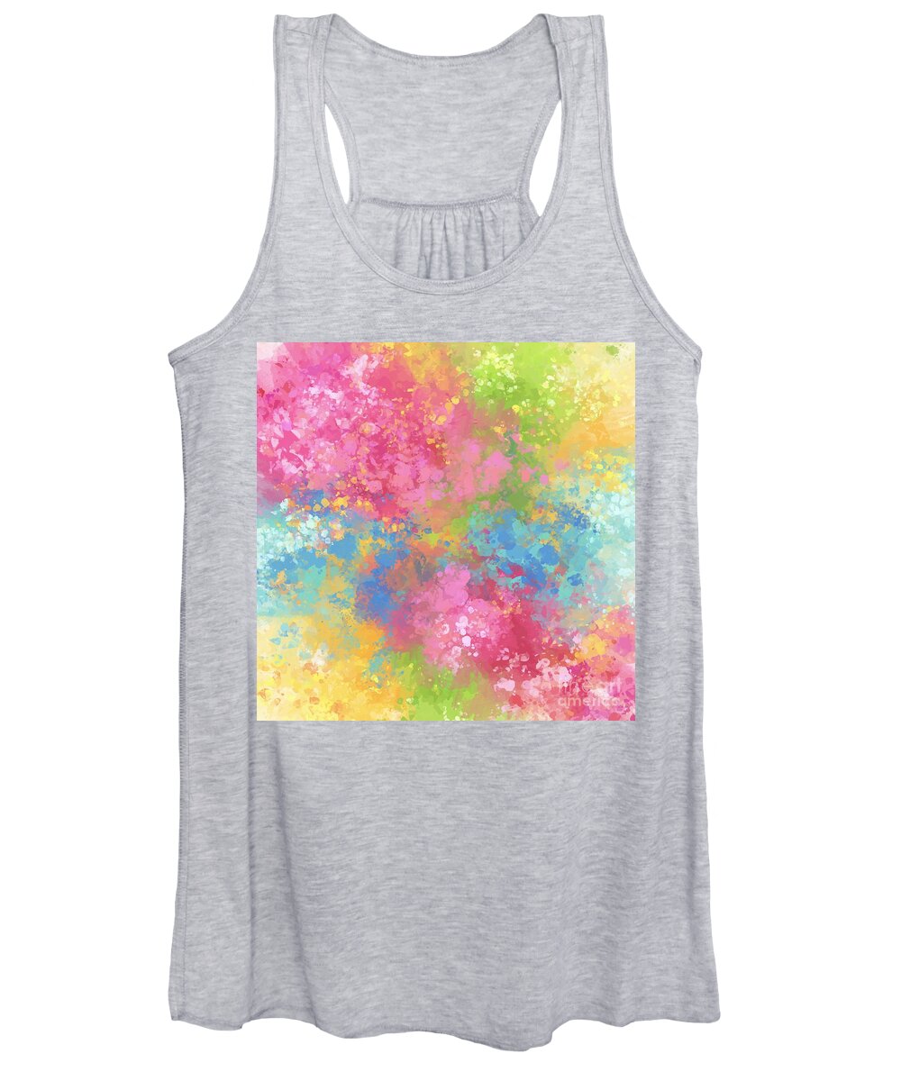 Colorful Women's Tank Top featuring the digital art Revana - Artistic Colorful Abstract Carnival Splatter Watercolor Digital Art by Sambel Pedes
