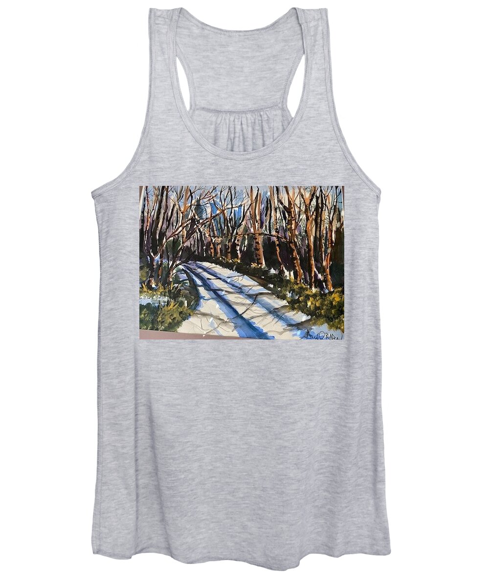  Women's Tank Top featuring the painting Roadless Traveled by Angie ONeal