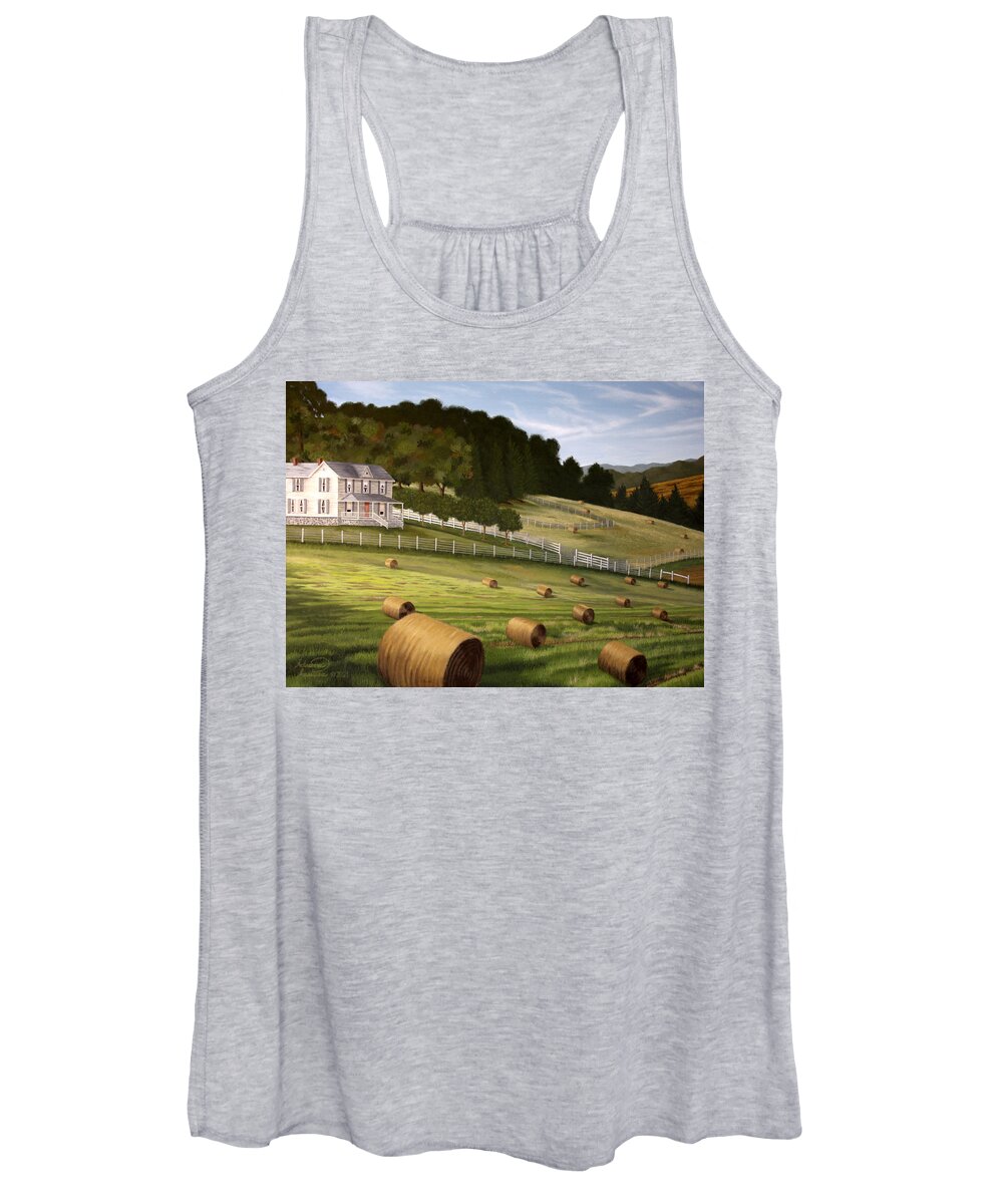 Hay Women's Tank Top featuring the painting Rollin' the Hay by Adrienne Dye