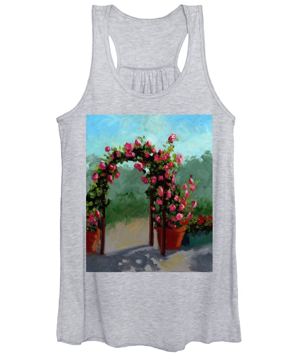 Flower Women's Tank Top featuring the painting Rose Arbor by Alice Leggett