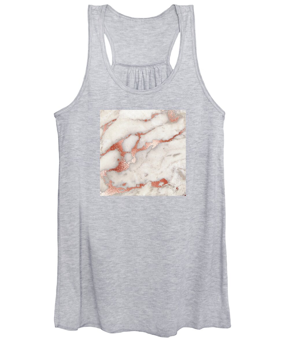 Marble Women's Tank Top featuring the painting Rose Gold Marble Blush Pink Copper Metallic Foil by Modern Art