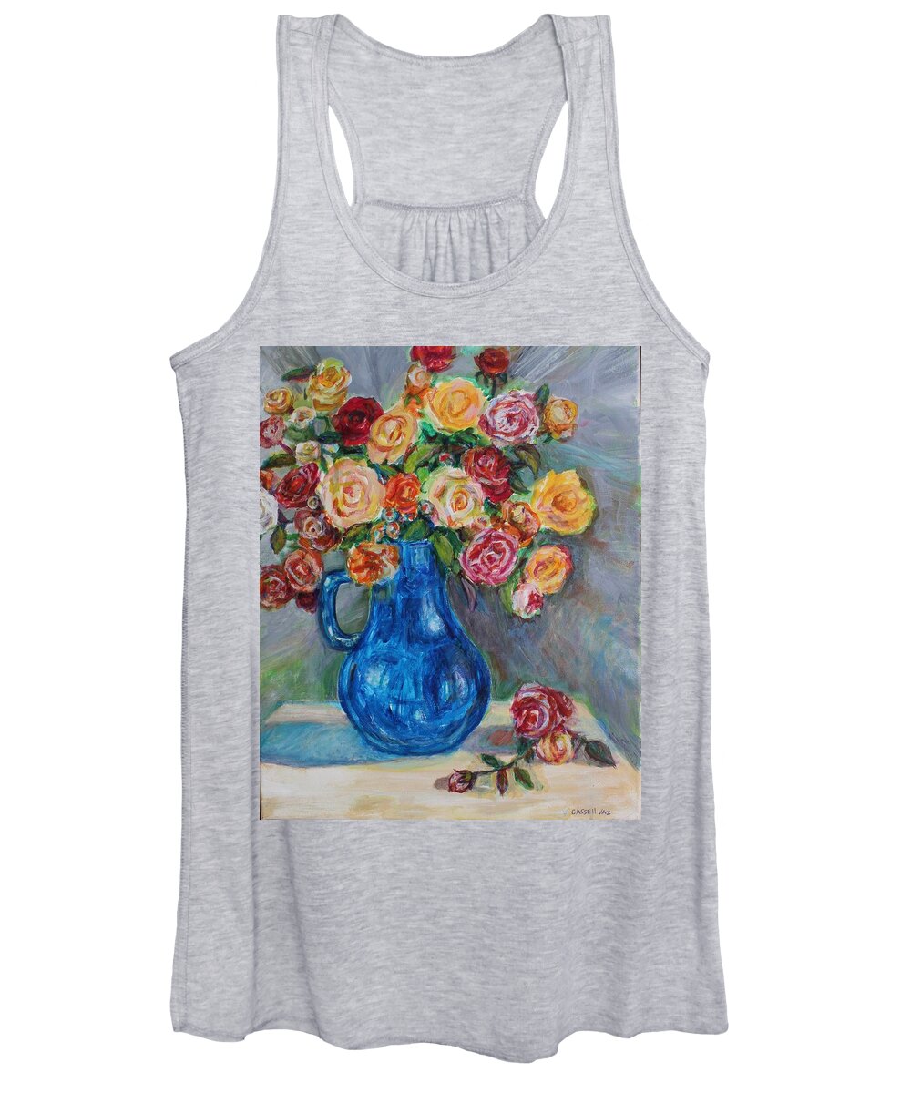 Flowers Women's Tank Top featuring the painting Roses Galore by Veronica Cassell vaz