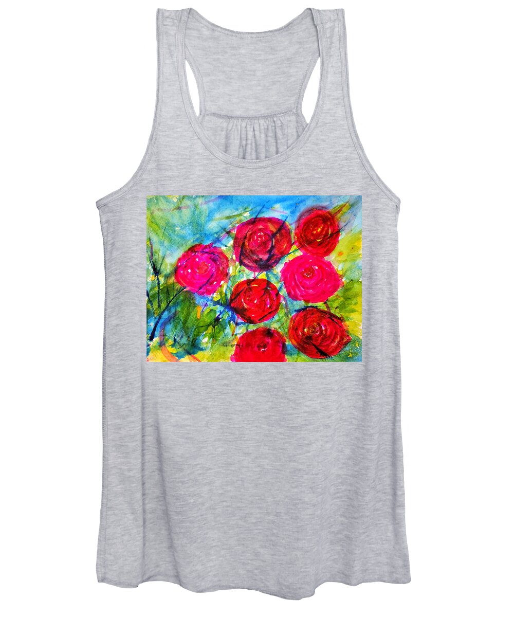 Roses Women's Tank Top featuring the painting ROSES and THORNS by Shady Lane Studios-Karen Howard