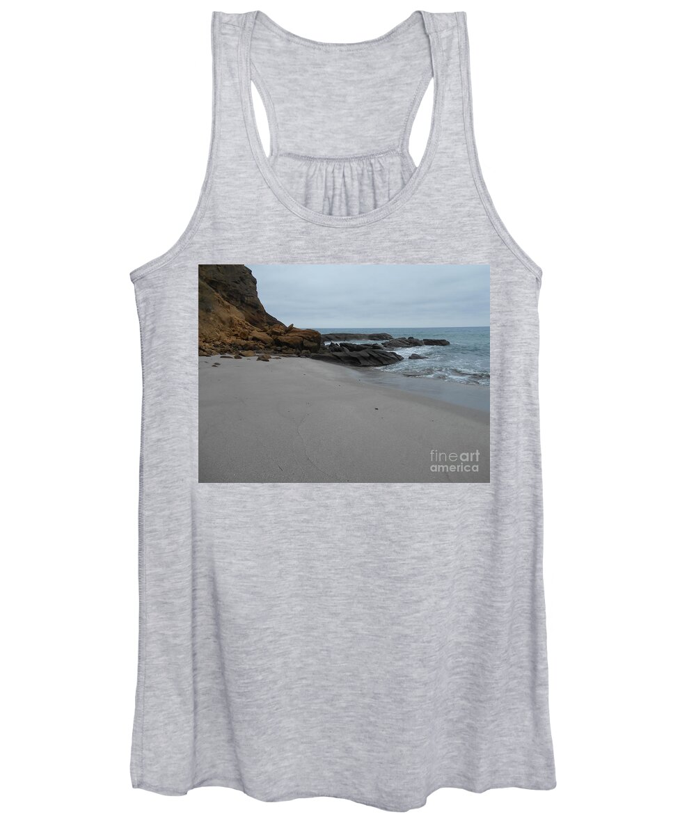 Rocks Women's Tank Top featuring the photograph Rocky Shore by Nancy Graham