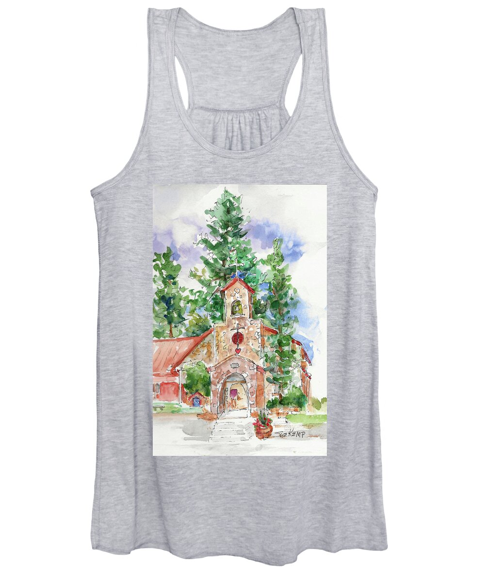 New Mexico Women's Tank Top featuring the painting Sacred Heart Mission Church by Sue Kemp