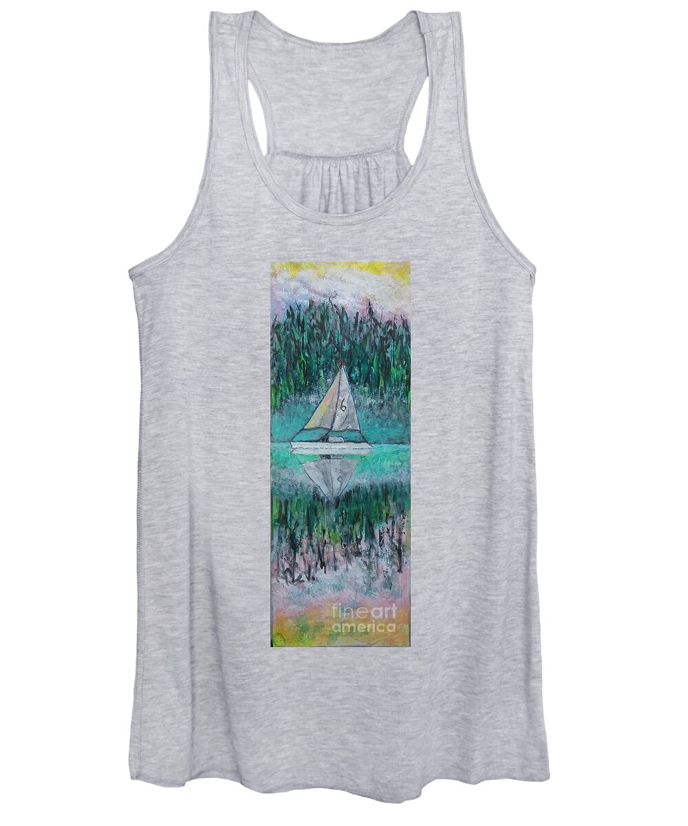  Women's Tank Top featuring the painting The Sailboat 6 by Mark SanSouci