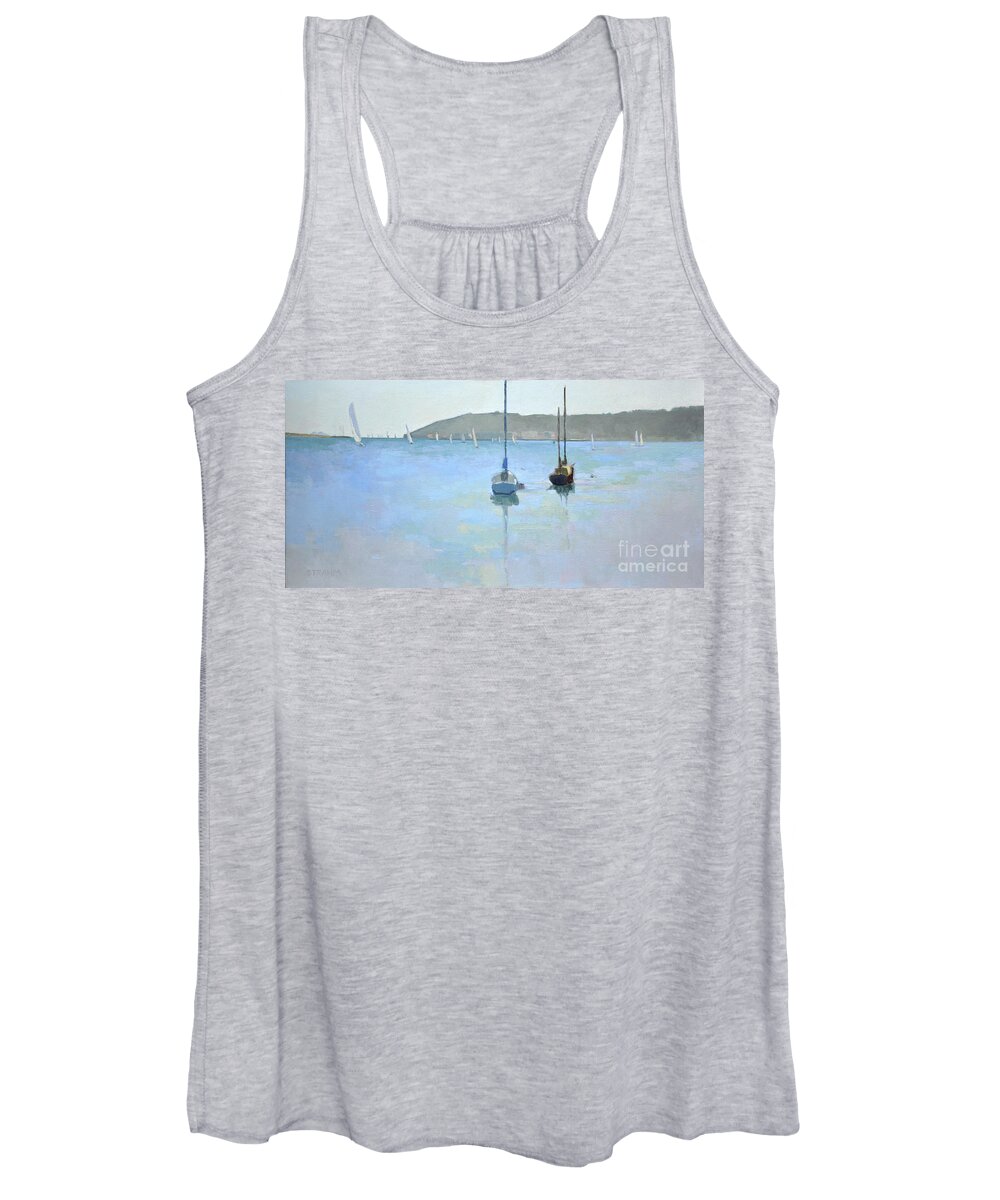 Sailing Women's Tank Top featuring the painting San Diego Bay by Paul Strahm