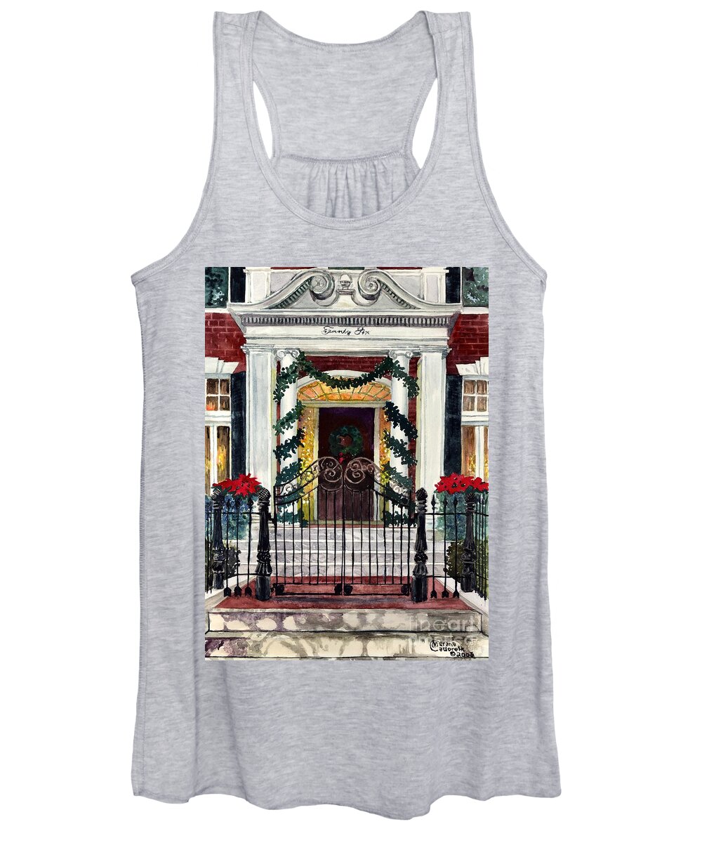 Christmas Women's Tank Top featuring the painting Elegant Christmas by Merana Cadorette