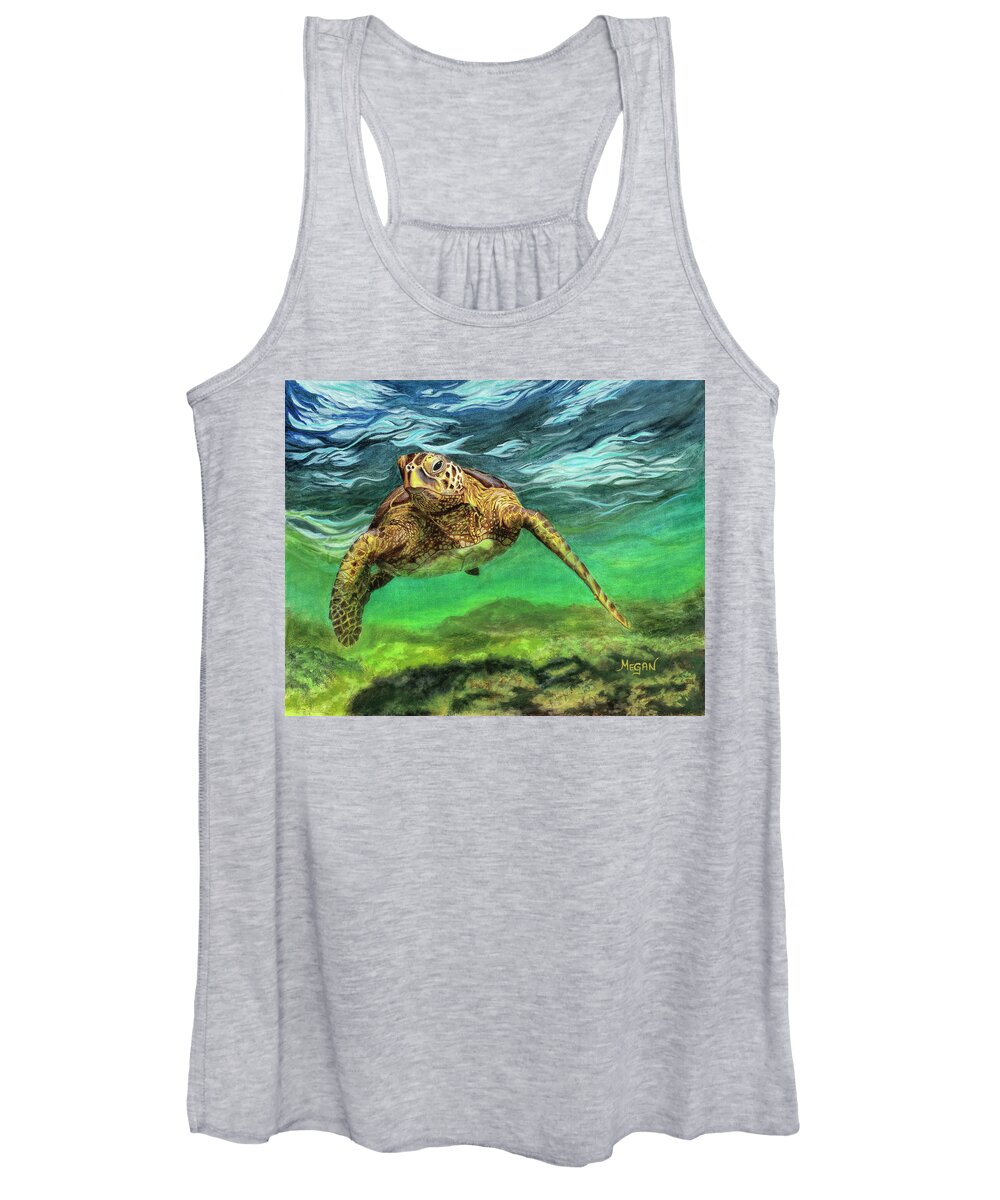 Hawkbill Turtle Women's Tank Top featuring the painting Scout by Megan Collins