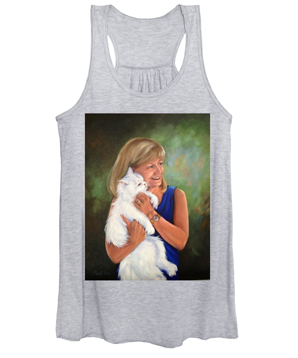 Cat Women's Tank Top featuring the painting Self Portrait by Judy Rixom