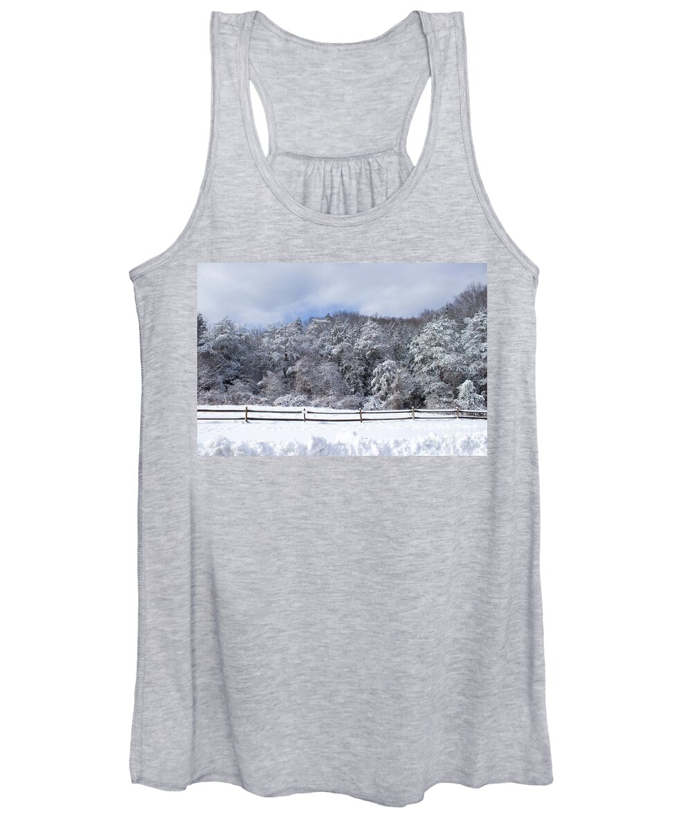 Woods Women's Tank Top featuring the photograph Serene Winter Scene by Yvonne M Smith